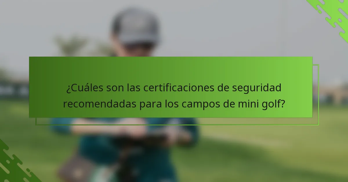 ¿Cuáles son las certificaciones de seguridad recomendadas para los campos de mini golf?