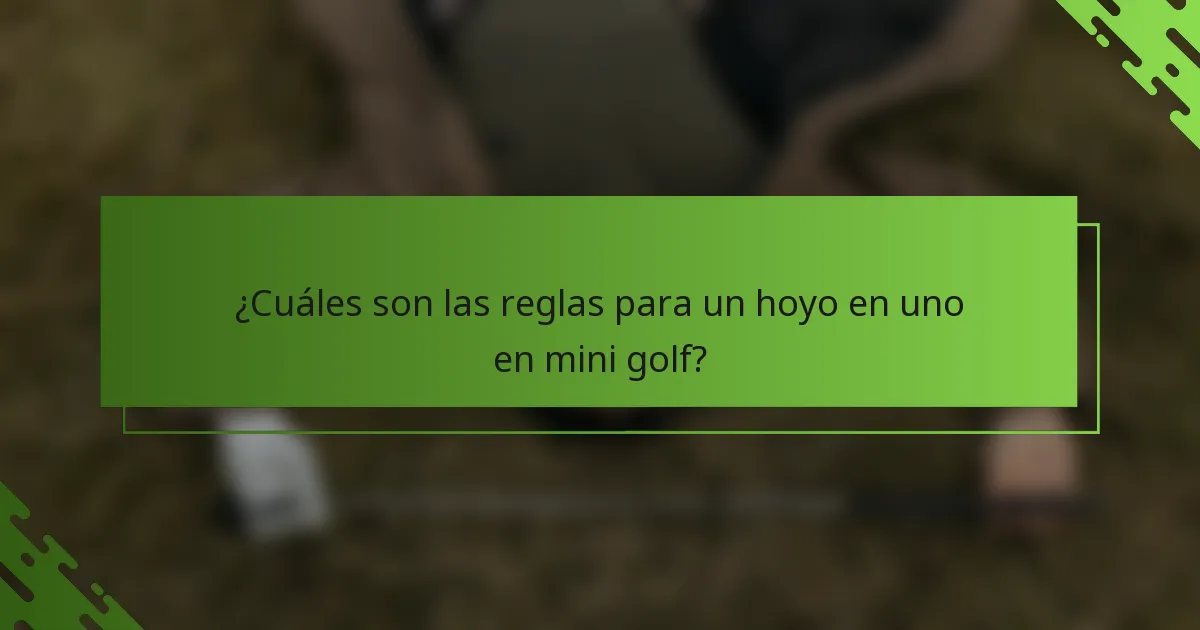 ¿Cuáles son las reglas para un hoyo en uno en mini golf?