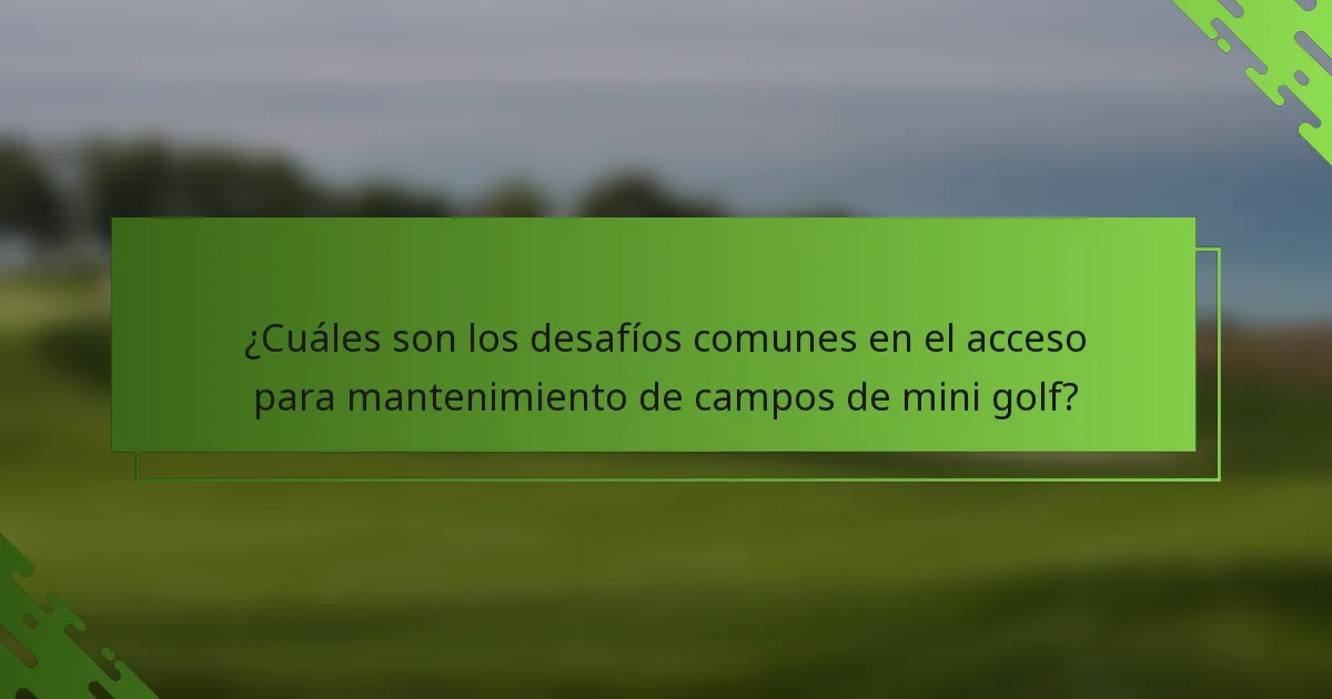 ¿Cuáles son los desafíos comunes en el acceso para mantenimiento de campos de mini golf?
