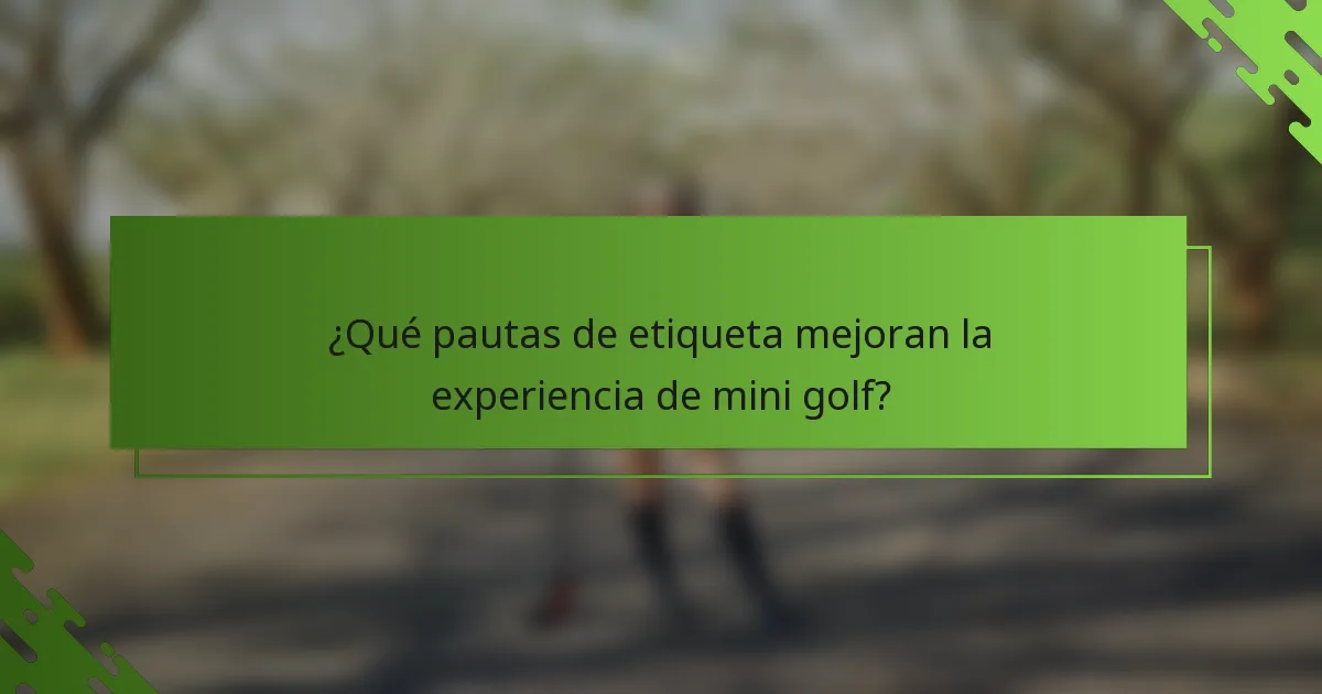 ¿Qué pautas de etiqueta mejoran la experiencia de mini golf?